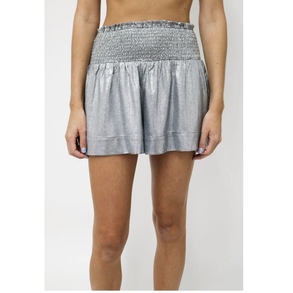 Women's Pants Store Sparkle Swing Shorts Size S Silver  Club wear RUSH Metalllic